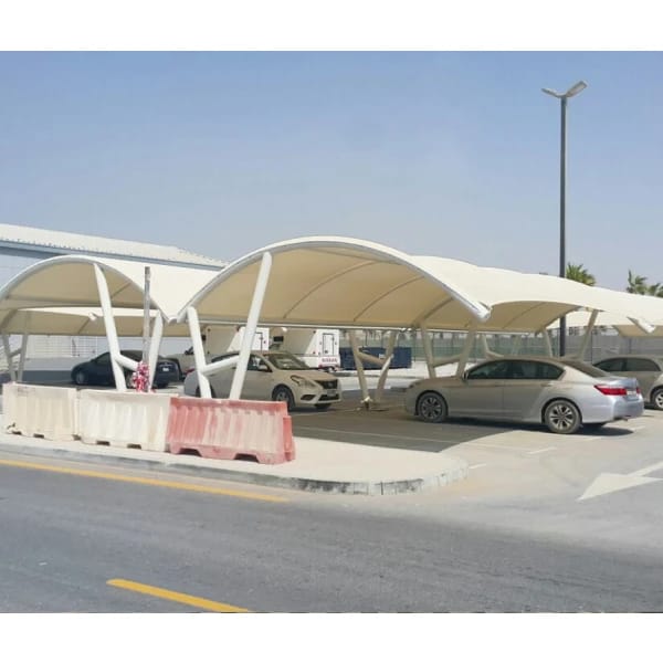 Car parking shade installation in Dubai UAE by Mahraj Industries - leading parking shade supplier