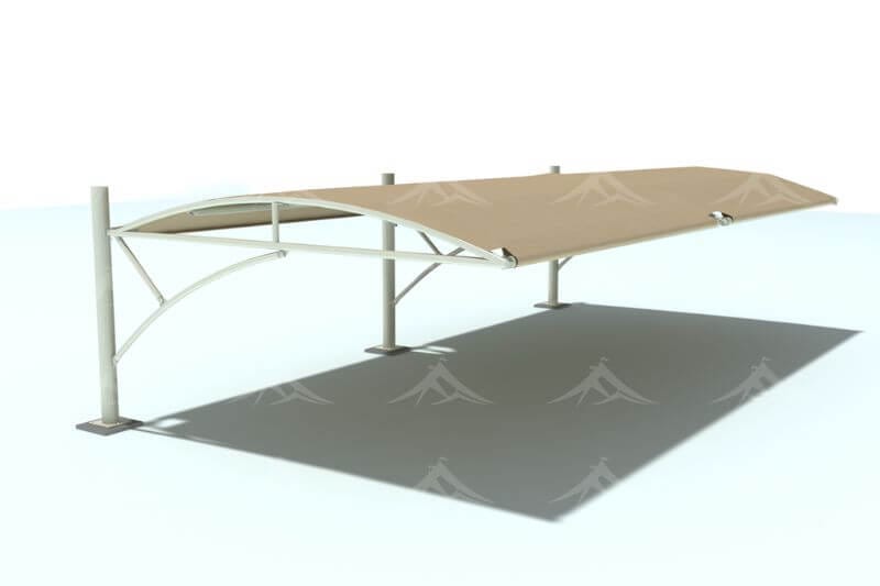 Bottom support car parking shades Dubai - durable steel frame parking shade with fabric canopy by parking shade manufacturer UAE