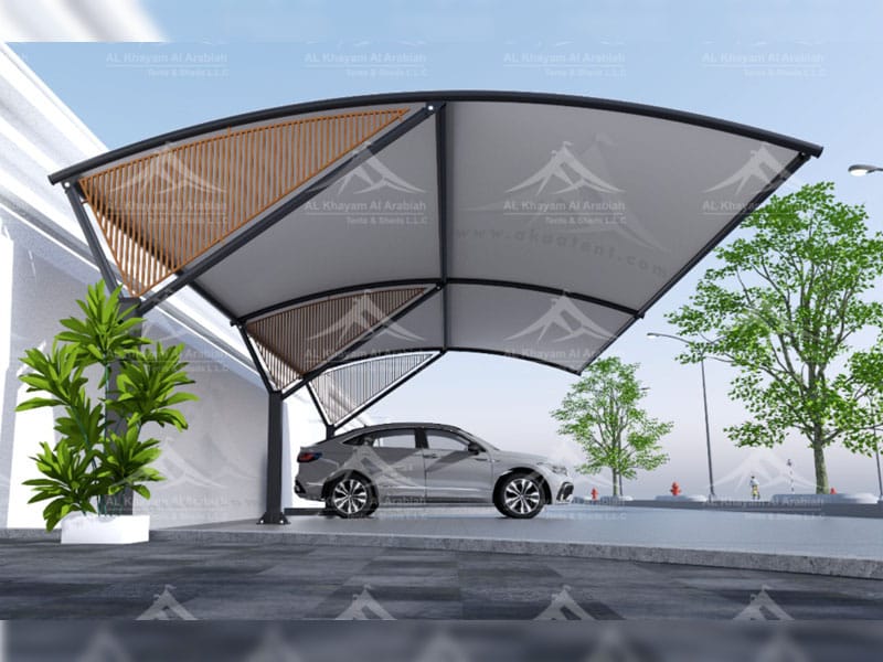 CNC vertical car parking shades UAE - vertical laser-cut metal panel privacy screen parking shade