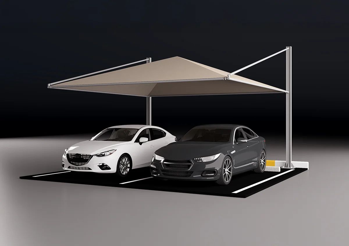 Pyramid car parking shade design in Dubai UAE
