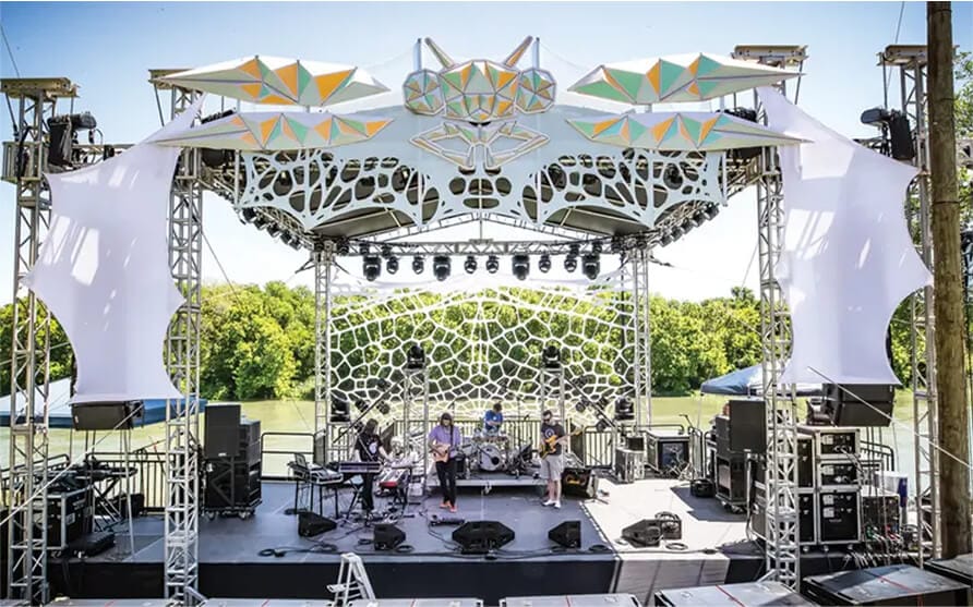 Stage rental in UAE - event stage, concert stage, portable stage with LED lighting