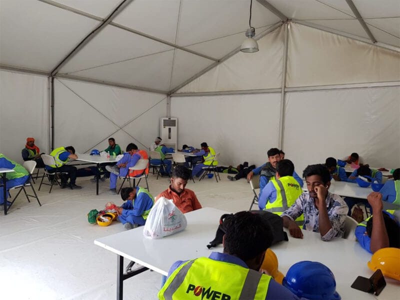 Labour accommodation tents in UAE - large capacity labour camp tent with cooling system for worker welfare