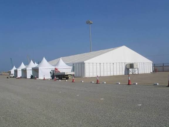 Pagoda and large tent combination for event setup by Mahraj Industries - tent rental UAE