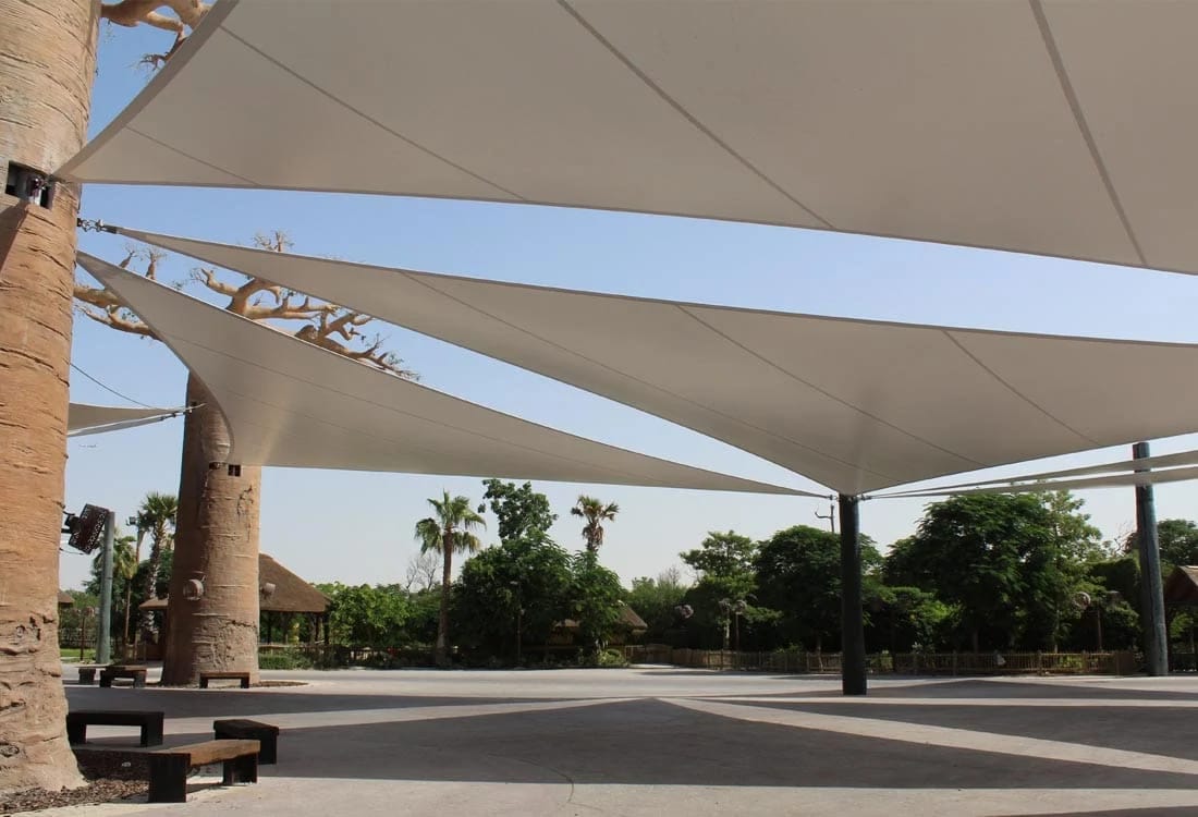 Tensile shades in UAE - Mahraj Industries tensile shade structures Dubai - Leading tensile structure supplier and manufacturer in UAE