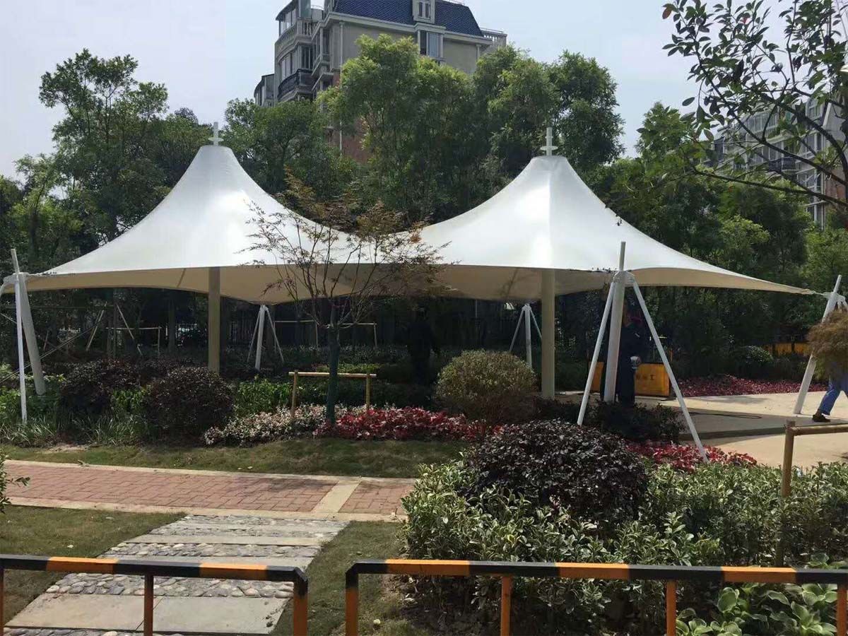 Garden tensile structures UAE - elegant garden tensile shade for landscaped outdoor areas in Dubai