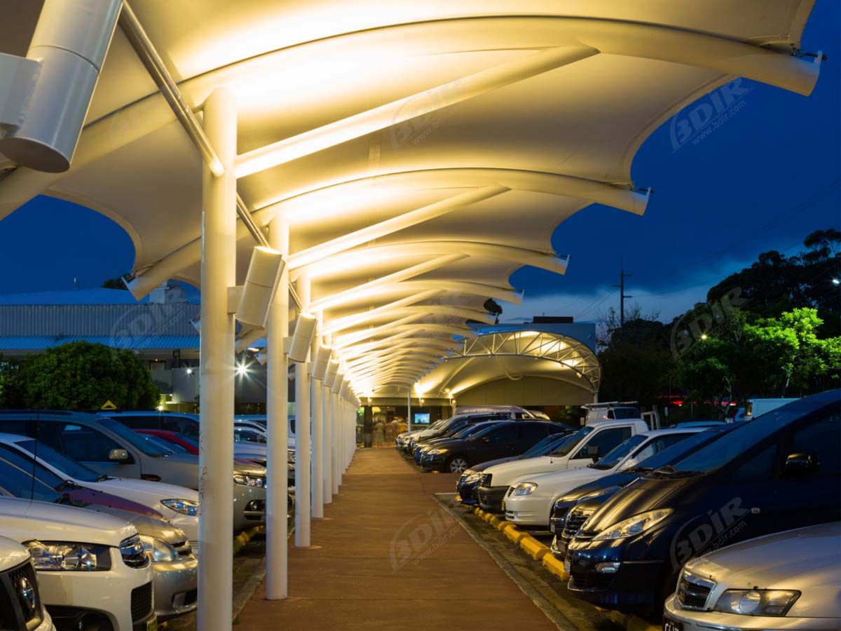 Walkway tensile structures UAE - covered walkway tensile fabric shade for pedestrian pathways in Dubai