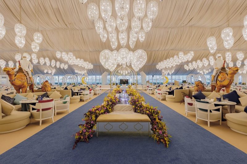 Premium Iftar tent rental in UAE - beautifully arranged dining tent for Ramadan Iftar events in Dubai
