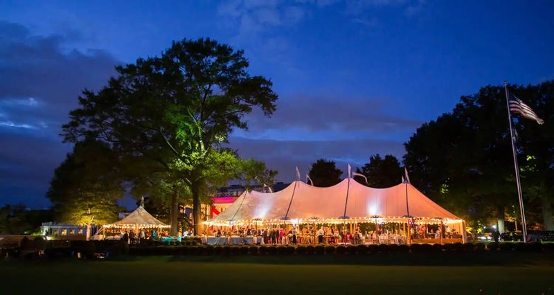 Outdoor party tent rental in UAE - festive celebration tent with lighting for parties in Dubai